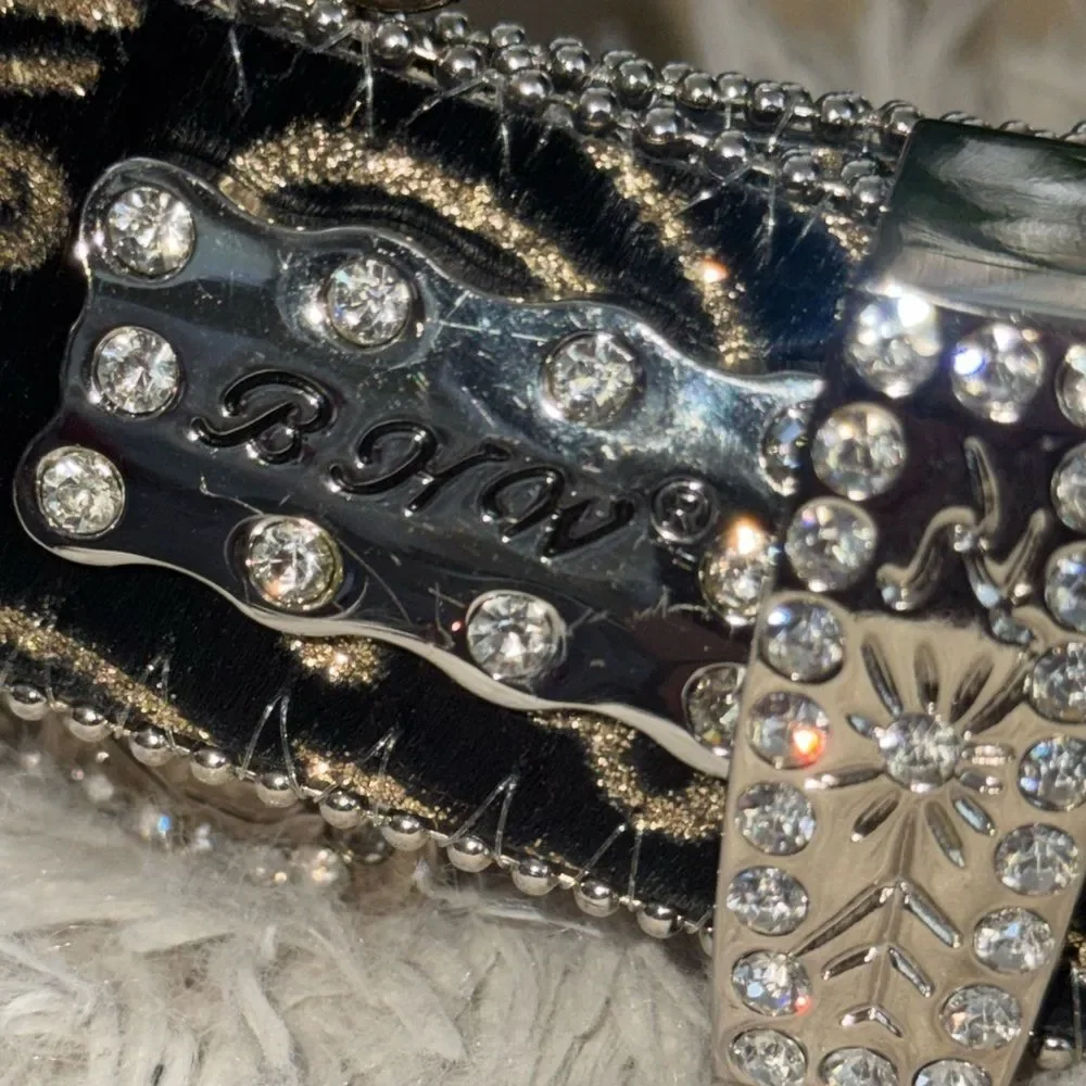 BHW Genuine Leather Cross Rhinestone Western Cowgirl Bling Belt Size large nwot